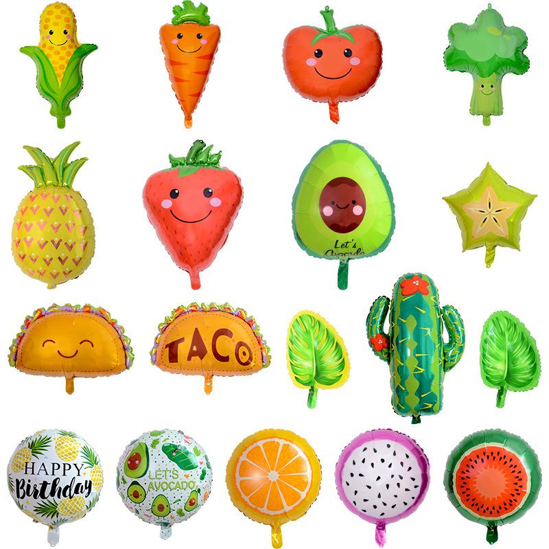 Mexican Summer Party Decorated Fruit Balloon Tropical Cactus Pineapple Watermelon Taco Strawberry Aluminum Balloon