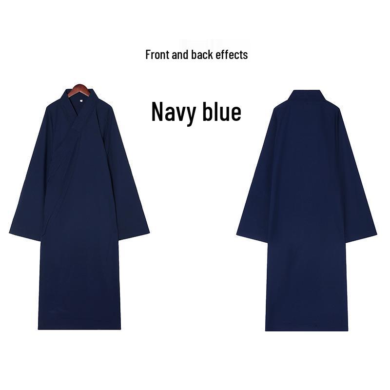 Taoist Long Robe with Slanted Placket, Three Purities Collar, Frog Buttons, Tai Chi Suit, Complete with Ten Direction Shoes and Zhuangzi Scarf