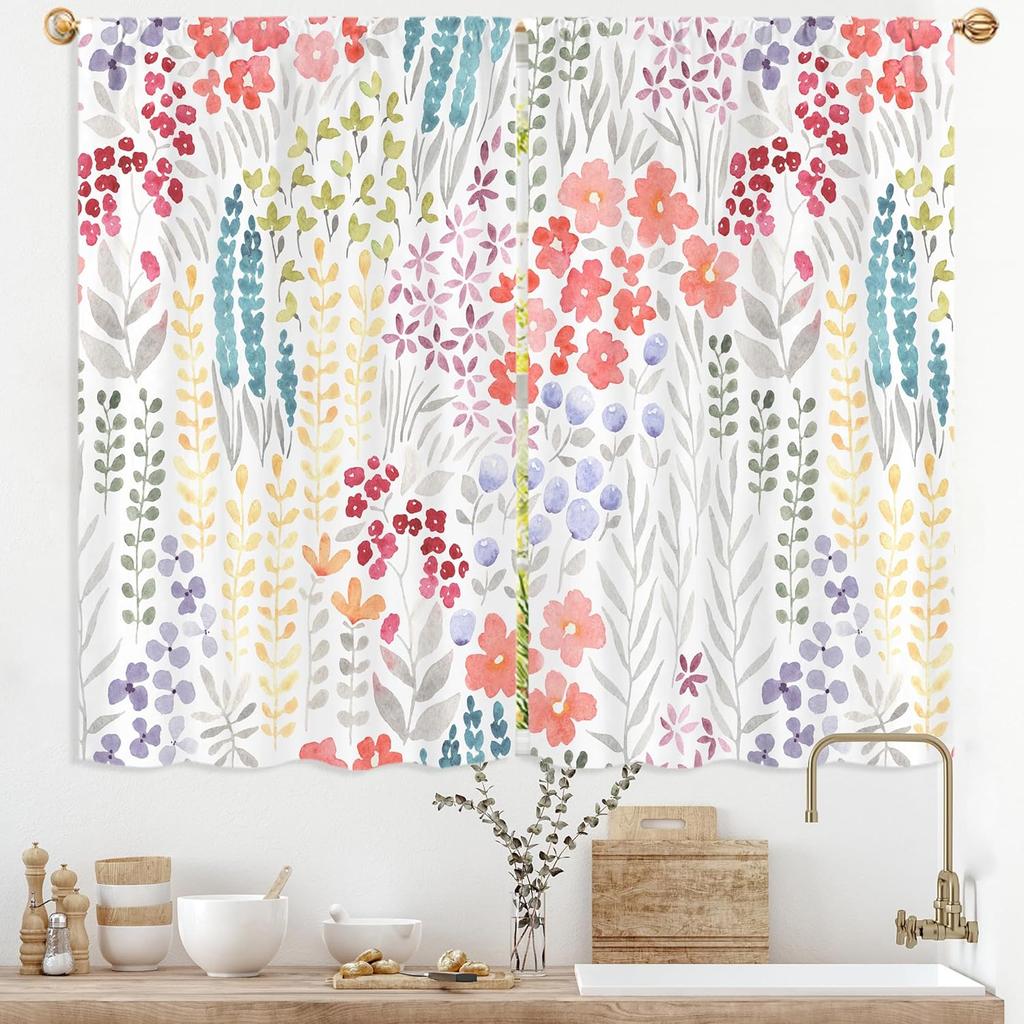 Purple Floral Butterfly Lilac Window Curtains Spring Flower Summer Girls Nature Garden Plant Drapes Treatment Curtain Polyester With Rod Pocket