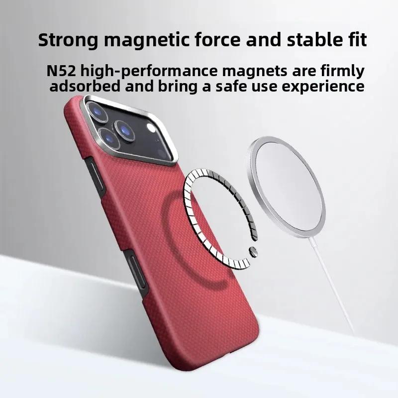 True Aramid Carbon Fiber Pattern Business Phone Case For IPhone 17 Pro Max Air Enhanced For MagSafe Ring Holder Protective Cover