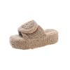 Fashion Thick-soled Fur Slippers for Women, Warm and Velvet-strap Lamb Plush Cotton Slippers