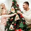 10Pcs Unfinished Wooden Christmas Ornaments Wood DIY Blank Christmas Tree Table Sign Hanging Ornament with String Base