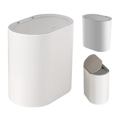 1pcs Bathroom Trash Can Household Press Type Garbage Can With Lid Plastic Basket Kitchen Garbage Bin