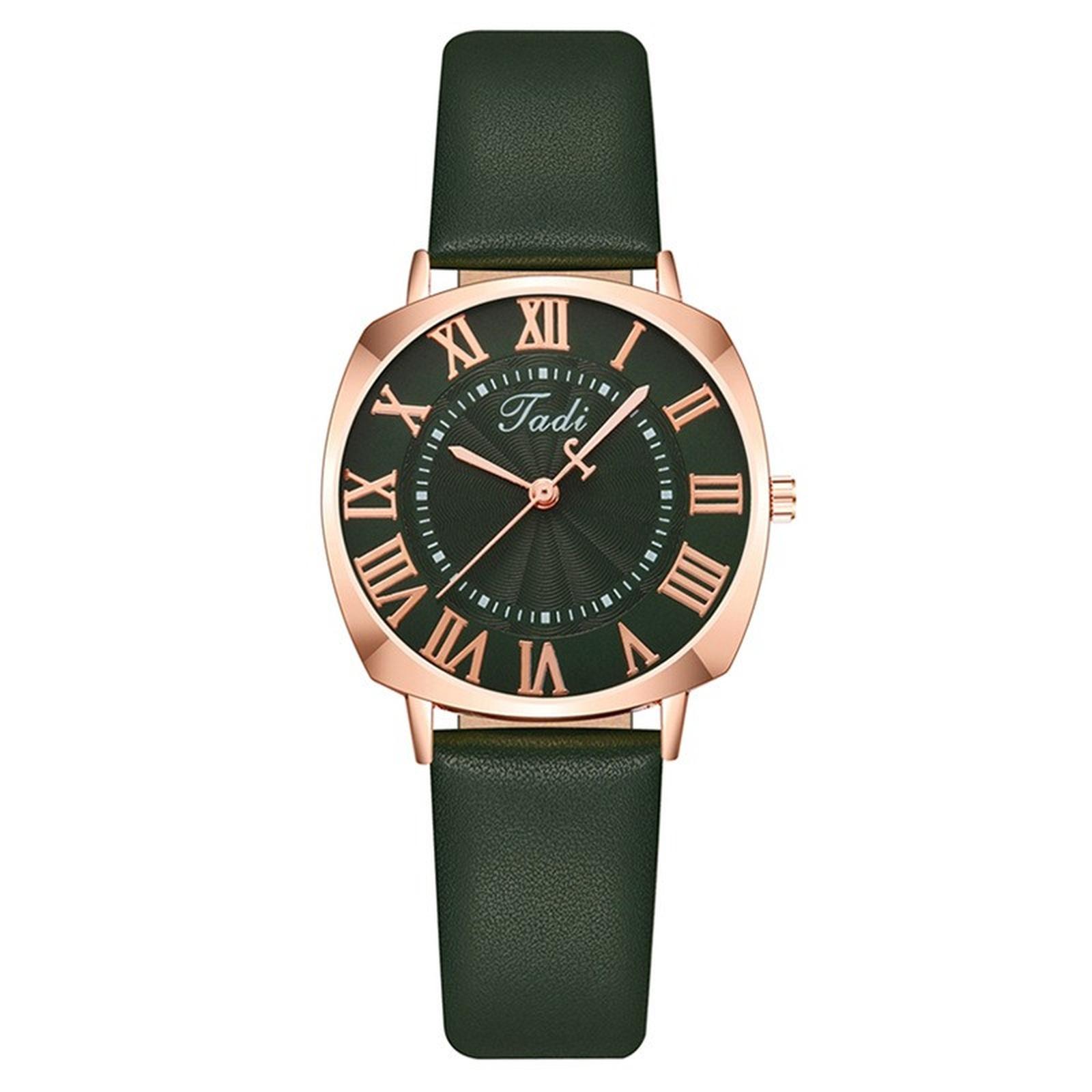 

Женские модные кожаные часы One Size зелёный