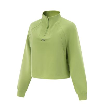 Fitness Series Solid Color Stand Collar Comfortable Breathable Versatile Loose Sweatshirt Women Sweatshirt Fresh-Moss-Green AWDV432-2