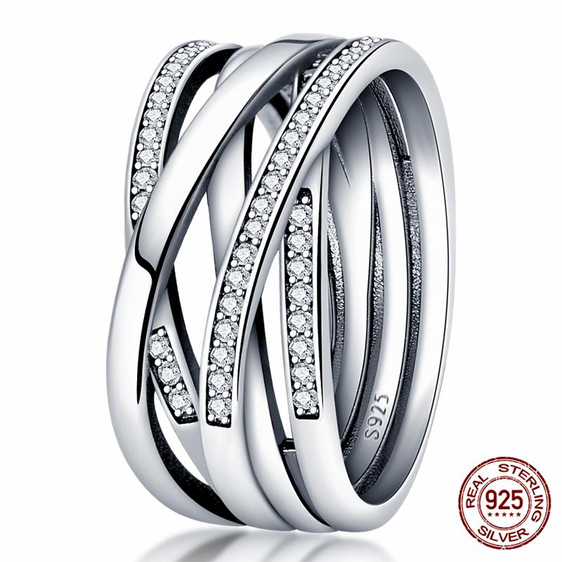 Brand New 100% Genuine 925 Silver Women's Ring Original Heart Crown Rose Gold Crystal Engagement Ring Wedding Anniversary Jewelr