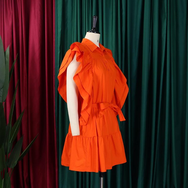 Damen Große Größen Mode Umlegekragen Fledermausärmel Einfarbig A-Linie Kurzes Kleid