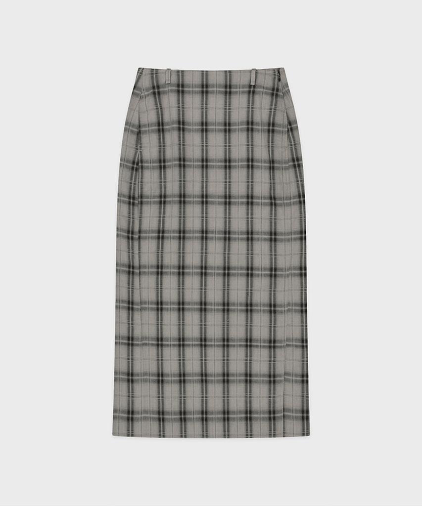 Sinun Check H-Line Skirt (Light Grey)