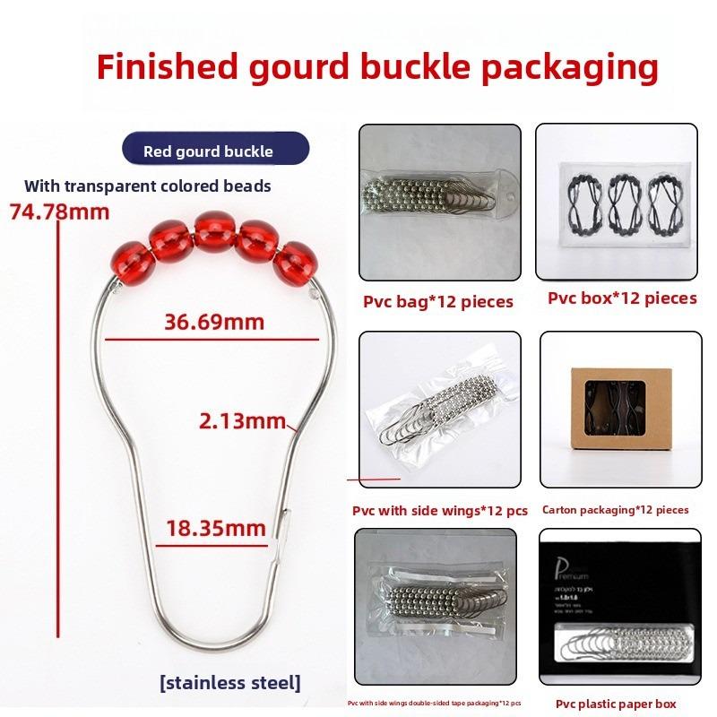 12-Piece Stainless Steel Rollerball Glide Shower Curtain Hooks - Rust-Resistant and Easy To Install