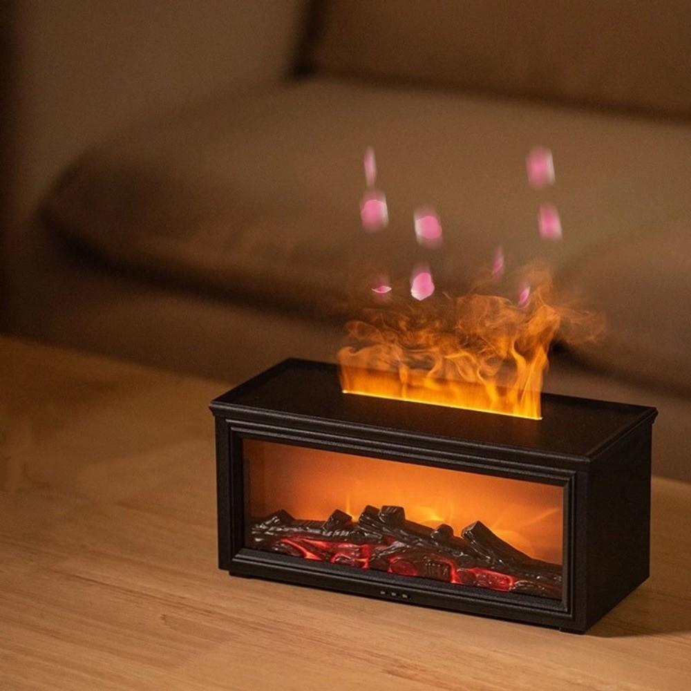 Chimenea con Control Remoto, Humidificador de Llama con Luz LED, Difusor de Chimenea Simulada, Hogar