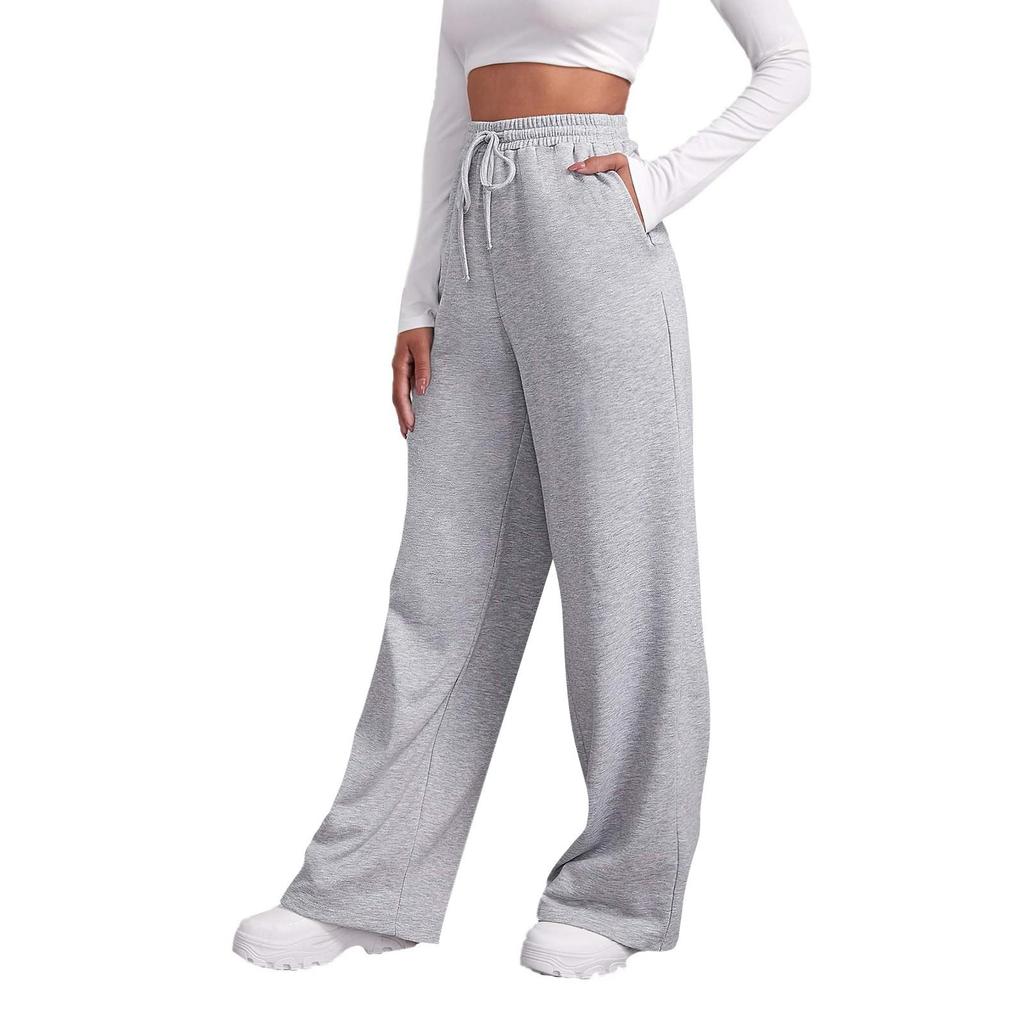 Women's Winter Sweatpants Solid Color Casual Pants Women's Fleece Sweatpants Wide Leg Straight Pants