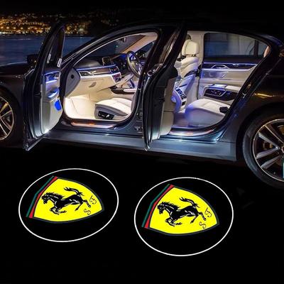 F-Ferrari-F Emblem 2PCS Car Door Welcome Light For Ferrari GTO 288 812 Stradale Roma Spider SF90 F430 Enzo LED HD Projector Lamp