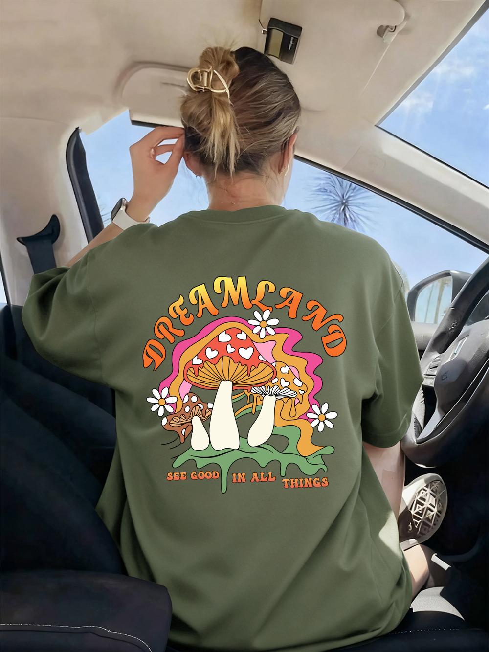 

Interesting Mushrooms Printed TShirts Women Casual Comfortable Short Sleeve Tops Soft ONeck T Shirt Summer Loose Woman Clothes S