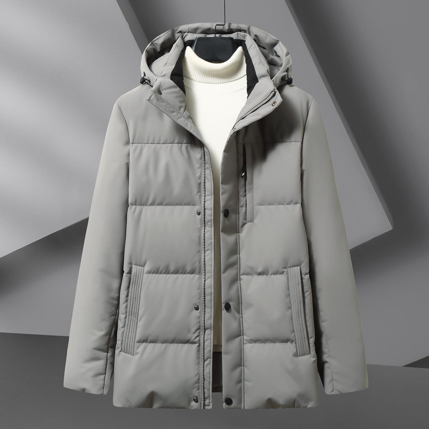 

Men s Plus Size Goose Down Jacket with Detachable Hood - 2025 Winter Warmth XL сірий колір/хакі