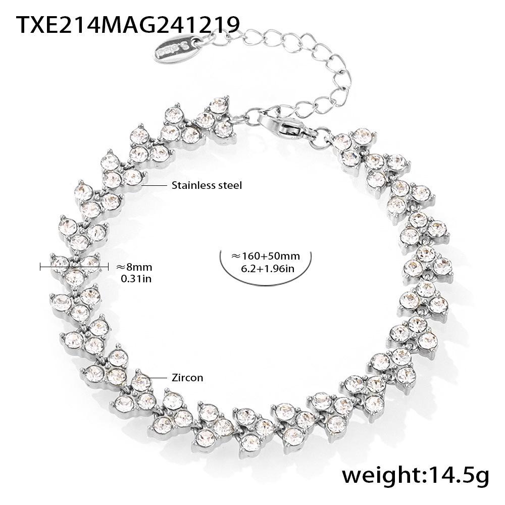 Qiong Yao Zirconia Stainless Steel 18K Gold Necklace & Bracelet Set