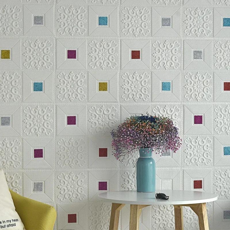 10pcs Foam 3D Roof Stickers Self-adhesive Ceiling Decorative Panels Waterproof Wallpaper Living Room Bedroom Home Decoration