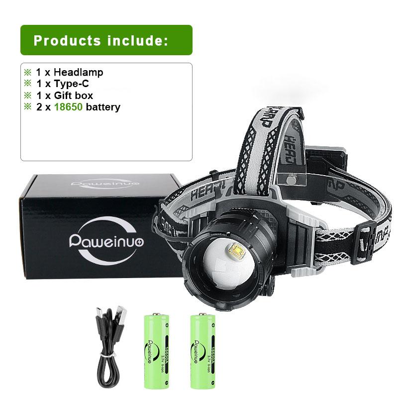800W LED Most Powerful Headlight High Power  Rechargeable Super Bright Long Range Headlamp Zoom Waterproof Head Light Fishing Head Lantern