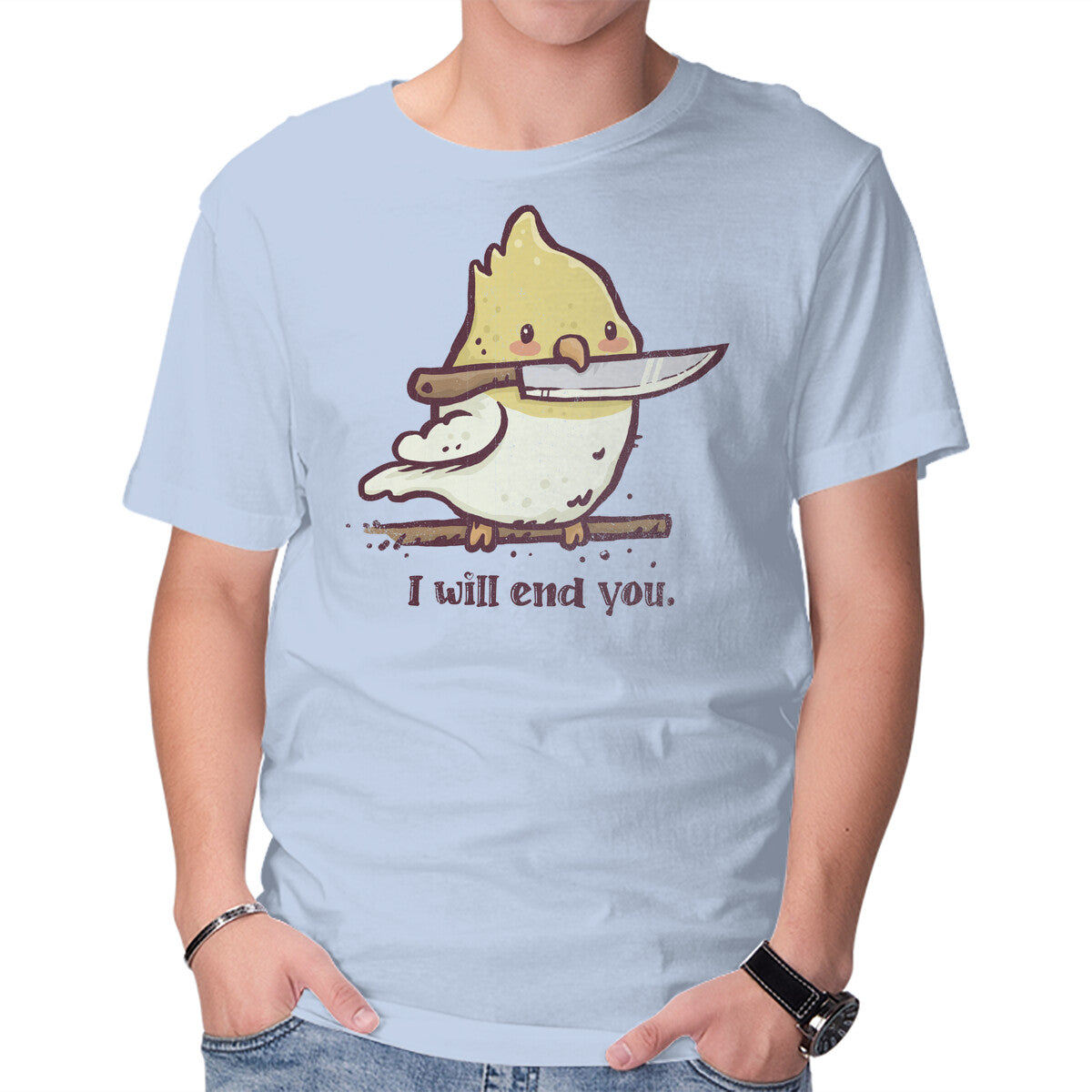 Unisex Crew Neck T-Shirt I Will End You Graphic Short Sleeve Casual Tee XL