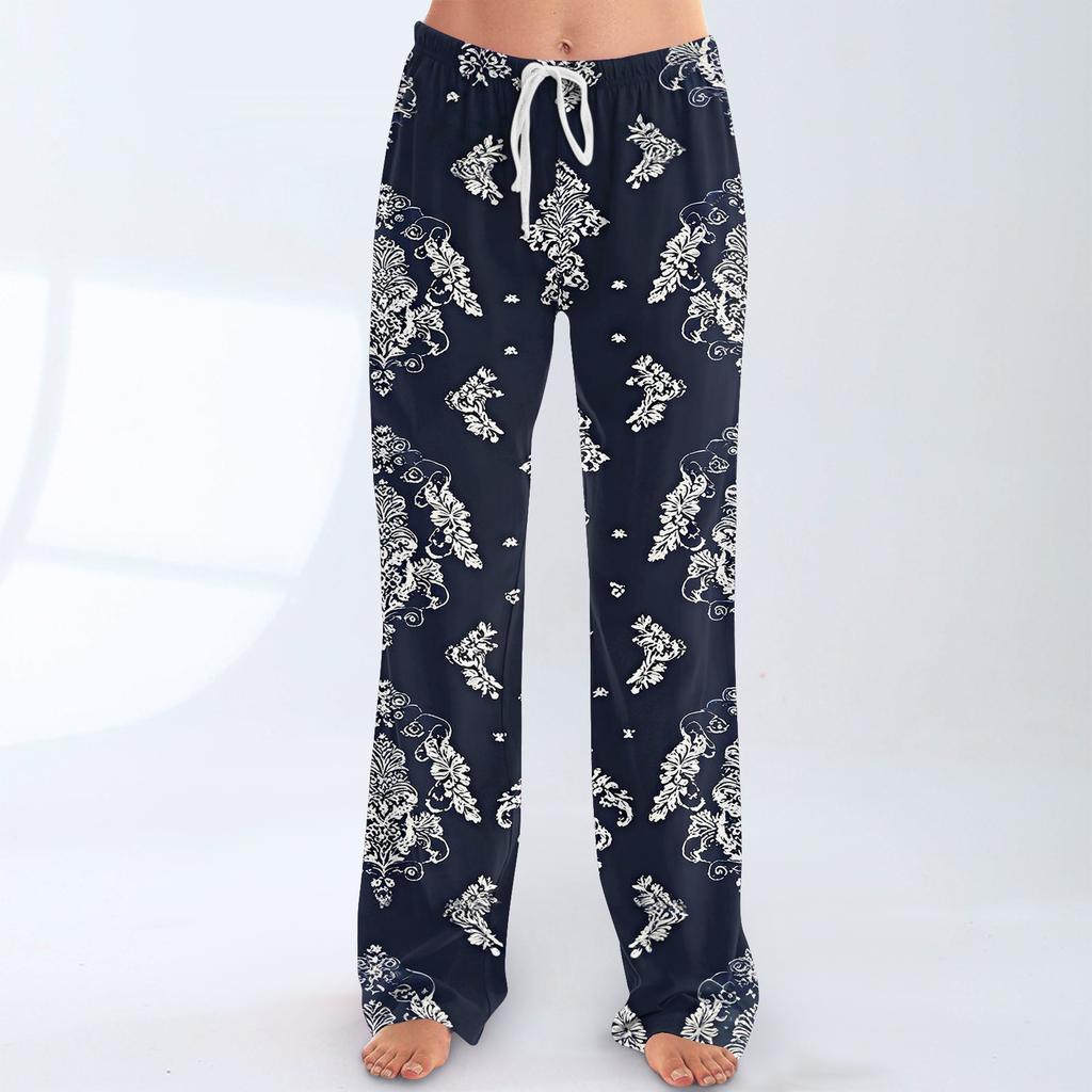 Women's Fashion Loose-Fit Drawstring Elastic Waist Casual Printed Pants