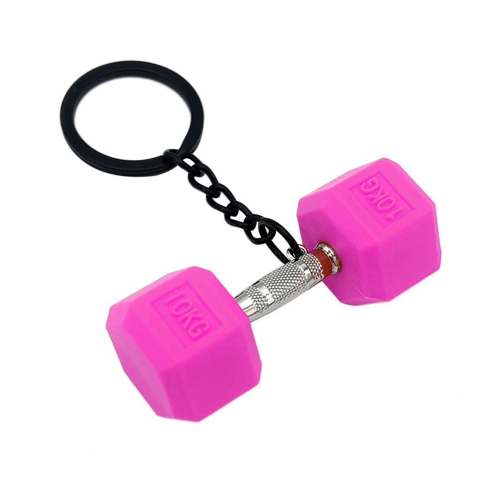 New DIY Barbell Keychain PVC Gym Lovers Charms Bags Keychain Kettlebell Dumbbell Pendant Keychain Jewelry Accessories