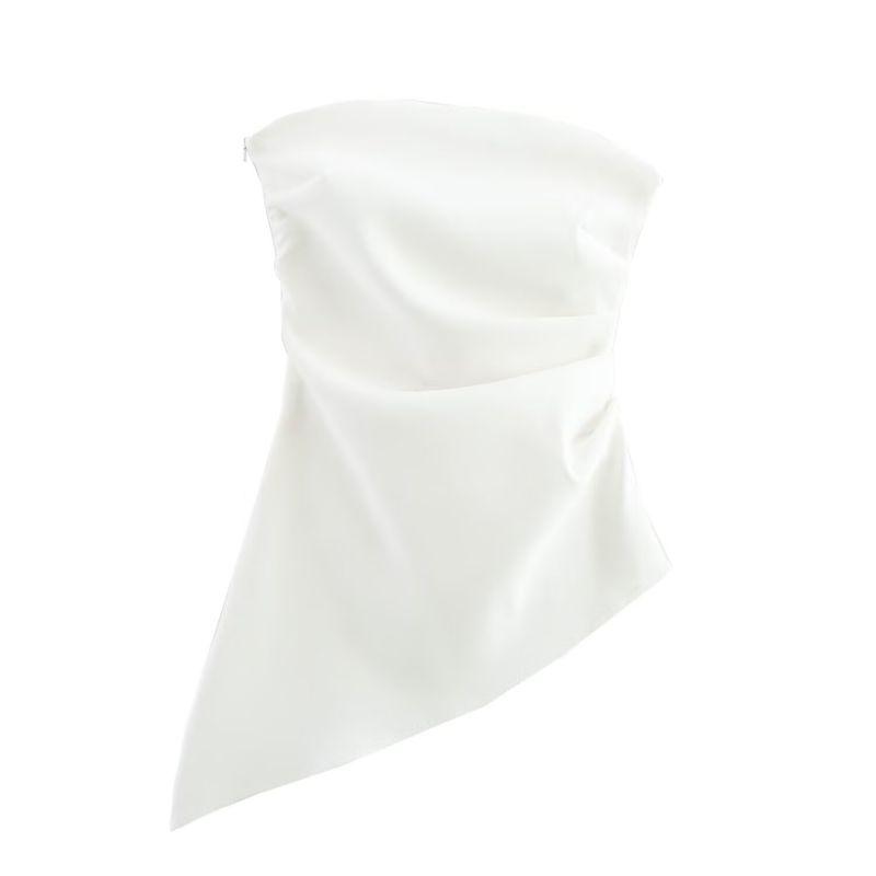 Kaslead New Arrival Women's Clothing Fashion Style Ruched Decorative Waist-Tight Silm Asymmetric Tops 5644996