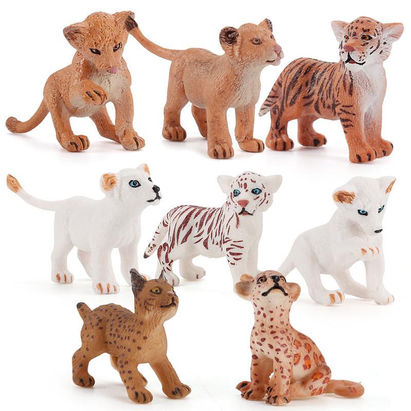 Action Tiger Lion Figure Cartoon Model Toy Decoration Children Ornament Gifts