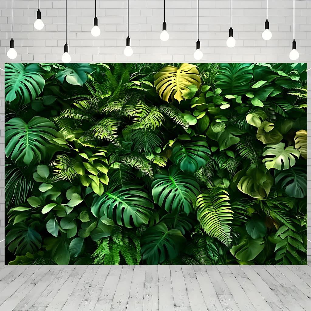 2D flach gedrucktes Partybanner, tropische Pflanzen Wandhintergrundbanner, Partyhintergrundumgebung, Feier Geburtstag