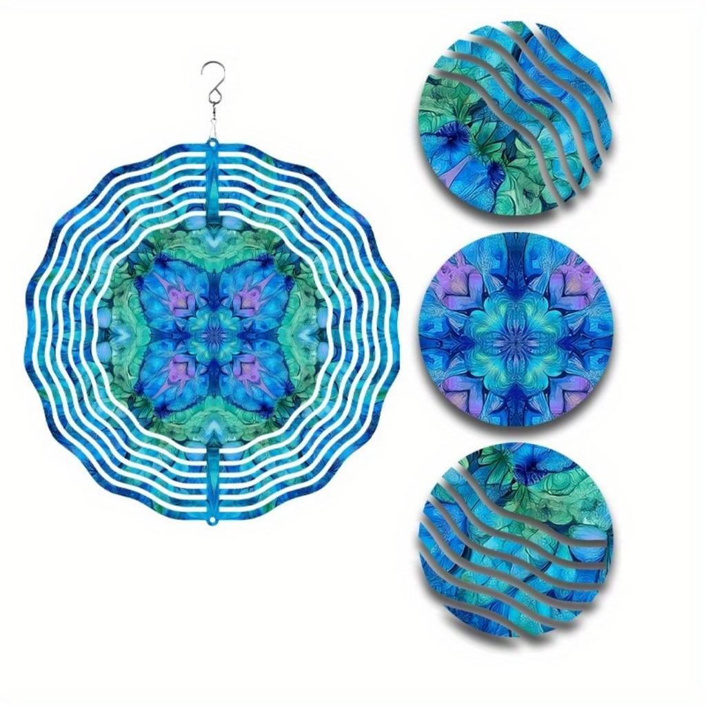 Hanging Wind Spinner 10 Inch with 360 Hook Vibrant Blue Green Purple Metal Art Chime for Garden Patio Balcony Decor All Season Gift
