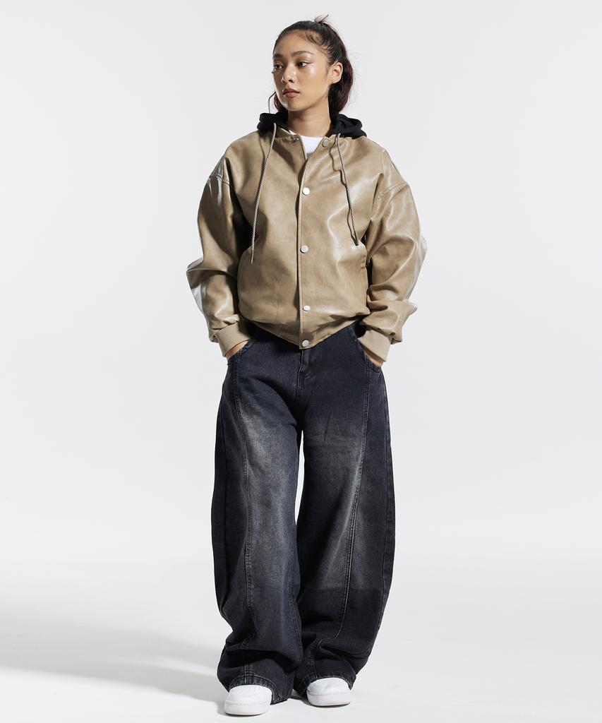 CREAM SODA LAB Wide Cut Volume Curved Pants Black