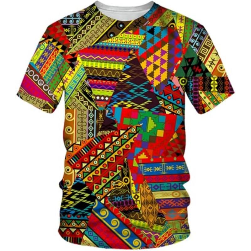 Men's Fashion 3D Digital Printing Leisure Short-Sleeved T-Shirt of African National Wind Trend In Summer