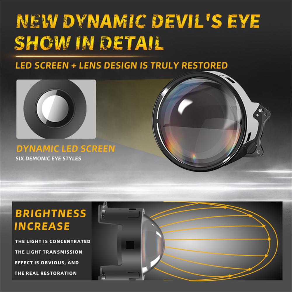 2PCS Devil Eyes LED Headlights Dynamic LED Car Headlight Motorcycle Front Spotlight Angel Eyes Lenses for Car Headlights