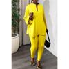 Women 2 Piece Outfit Stand Collar Long Sleeve Blouse + Skinny Pants Casual Suit