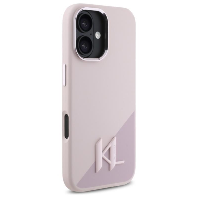 Karl Lagerfeld Silicone Shadow Metal Initial Magsafe - Etui Iphone 16 (Różowy)