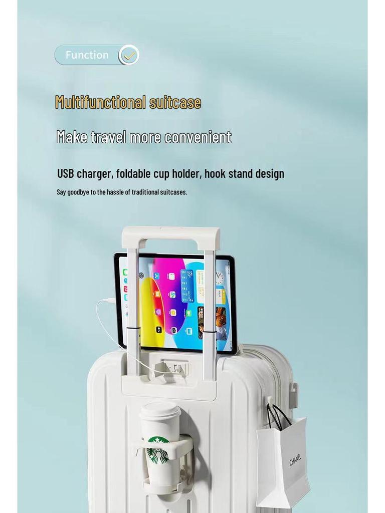 Solidna koreańska walizka na kółkach: Stylowa, Wytrzymała Walizka Podróżna dla Studentów i Kobiet z Zamkiem Szyfrowym, Opcja Skórzana Dostępna dla Mężczyzn.