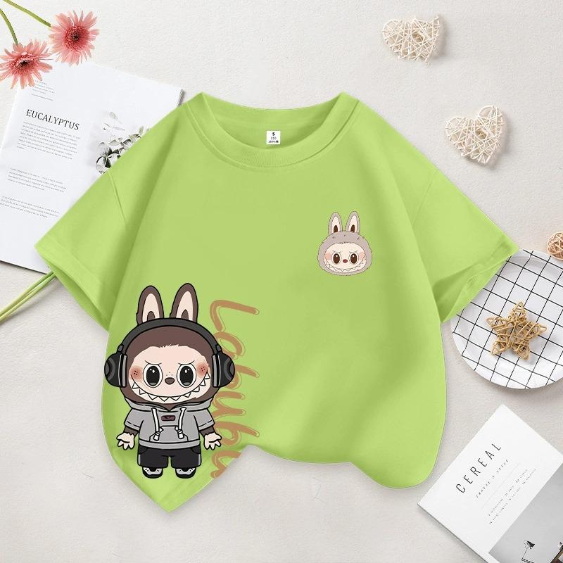 Kreslená grafika Dětská Dámská LABUBU Potištěné Tričko Léto Dámská Móda Dívčí Tričko s Krátkým Rukávem Top Pulovr Oblečení
