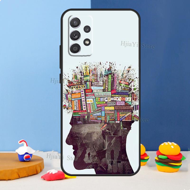 Reading Books Tea Printing Case For Samsung A54 A34 A14 A13 A23 A33 A53 A73 A51 A71 A72 A12 A22 A32 A42 A52 Back Cover