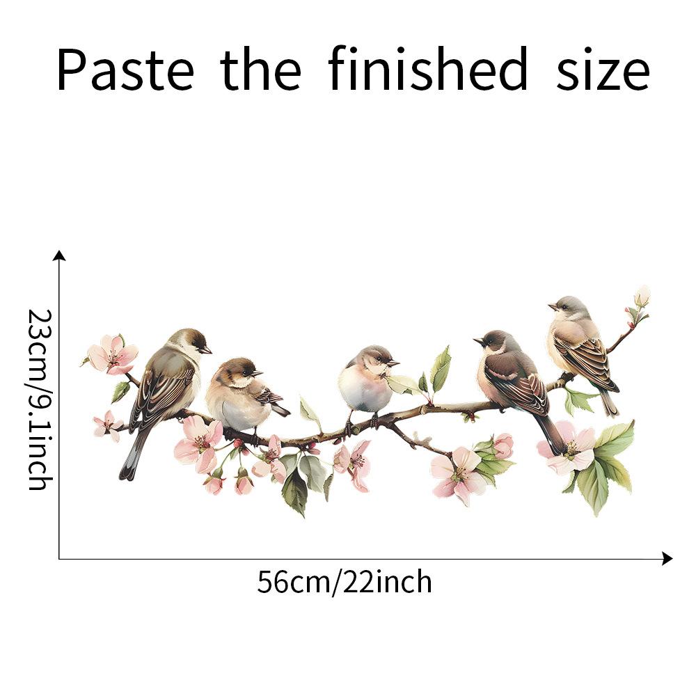 Colorful Flower Branches Bird Glass Windows Home Beautification Decoration Electrostatic Window Stickers Self-adhesive Removable