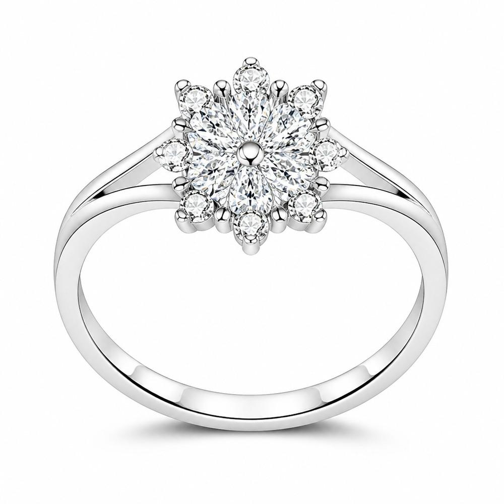 White Gold Beauty Code Closed 5-6-7-8-9 Opening Adjustable Moissanite Sterling Silver Luxury Ring 2.2G Anniversary Classic Daily