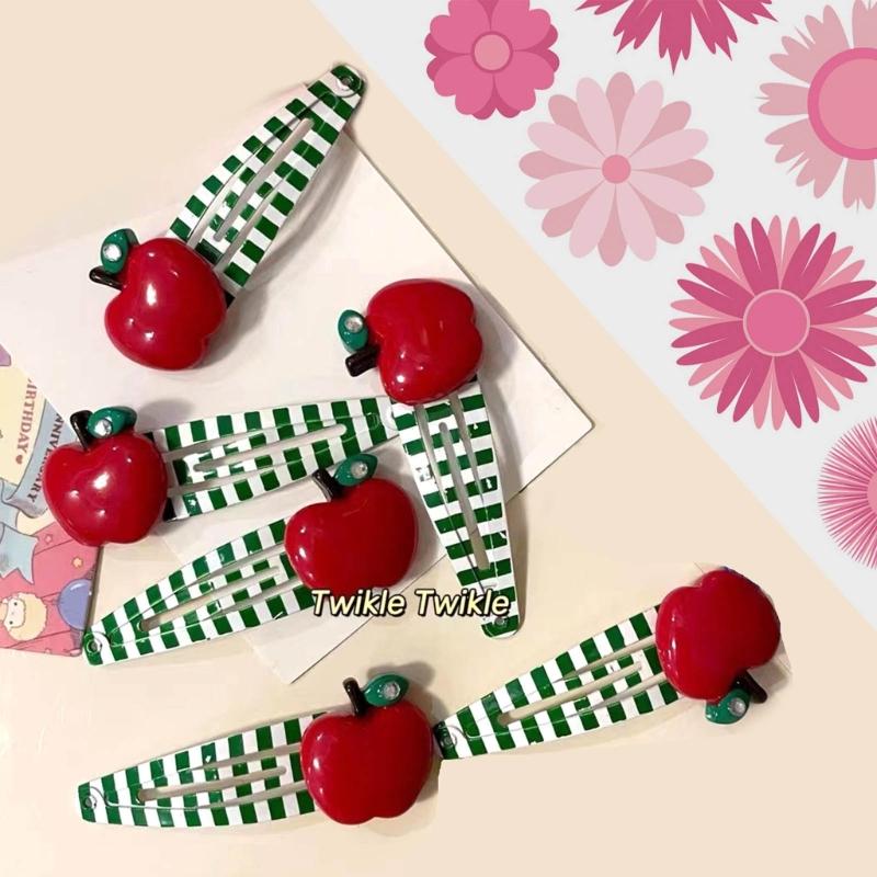 2-Pack Fruit Hair Clip Small Metal Snap Hairpins for Women Kids Toddlers Girls