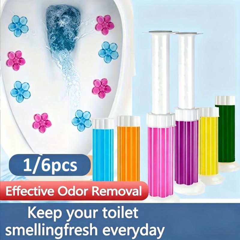 6pcs Toilet Cleaning Gel, Long Lasting Fragrance Deodorizer, Solid Toilet Bowl Cleaner & Air Freshener for Bathroom Restroom