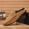 Men's Casual Shoes Soft Leather Shoes Pointed Soles Versatile Walking Comfortable Shoe Half Slippers Peas Casual Leather Shoes