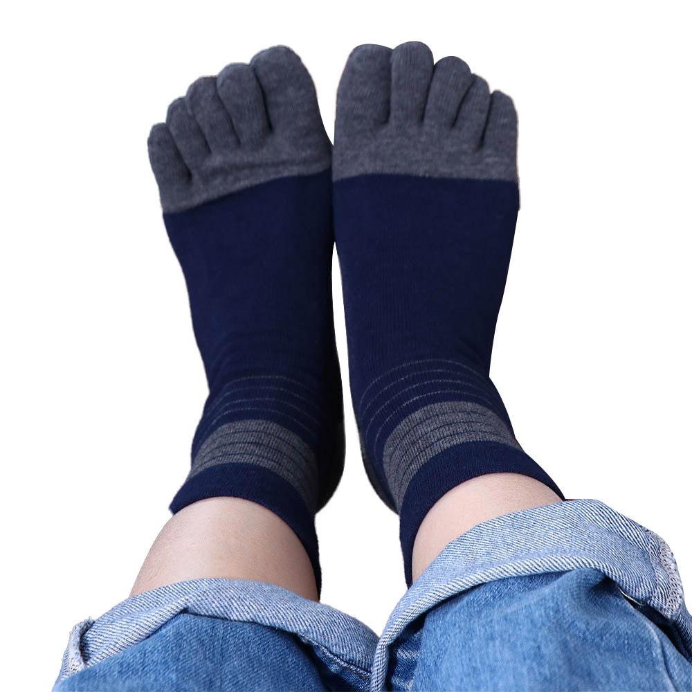 Chaussettes mi-mollet simples respirantes en coton avec orteils chaussettes rayées chaussettes pour homme chaussettes à cinq doigts