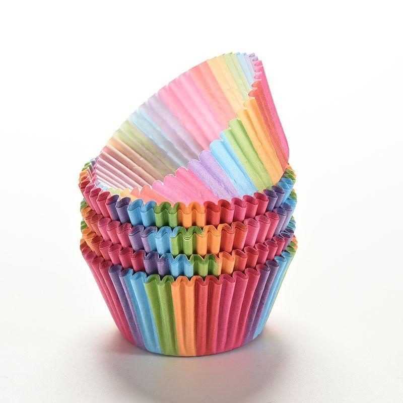 Neu Regenbogen farbe 100 stücke cupcake liner backen cupcake papier muffin fällen Kuchen box Cup tray