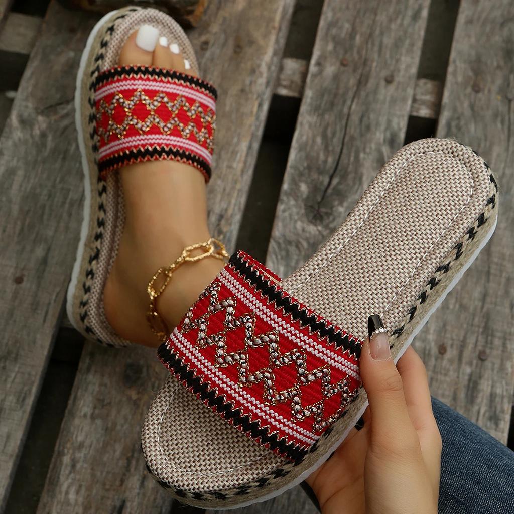 Women's Slippers Platform Summer Shoes for Women Beach Casual Heeled Sandals Bohemian Handmade Ladies Espadrilles