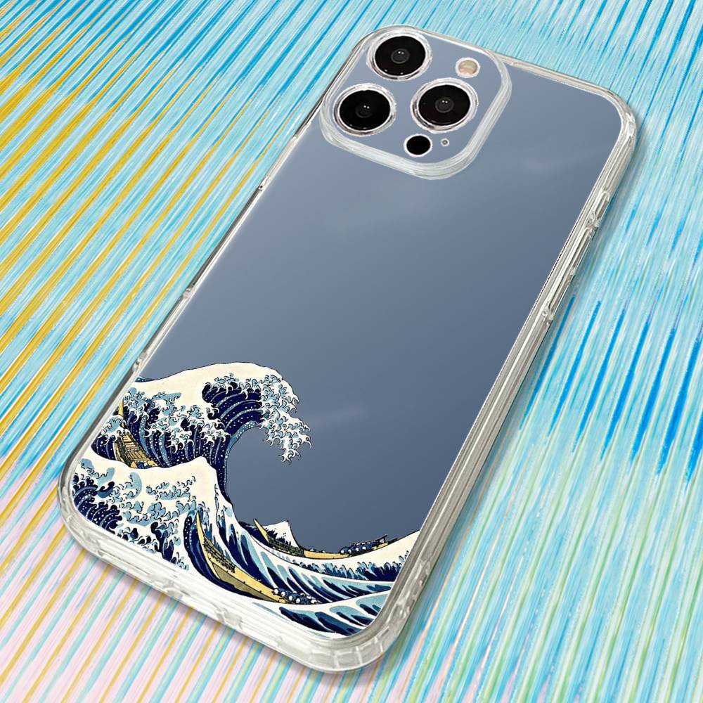 The Great Wave off Kanagawa Phone Case For iPhone17,16,15,14,13,12,11 Plus,Pro Max Soft Transparent Cover iPhone16se4