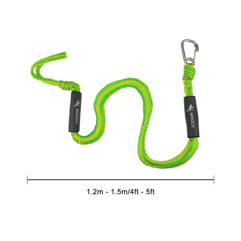 

Adjustable Elastic Kayak Rod Lanyard Canoe Paddle Leashes Fishing Rod Leashes Safety Rope Carabiner Rowing Boats Accessories зелёный