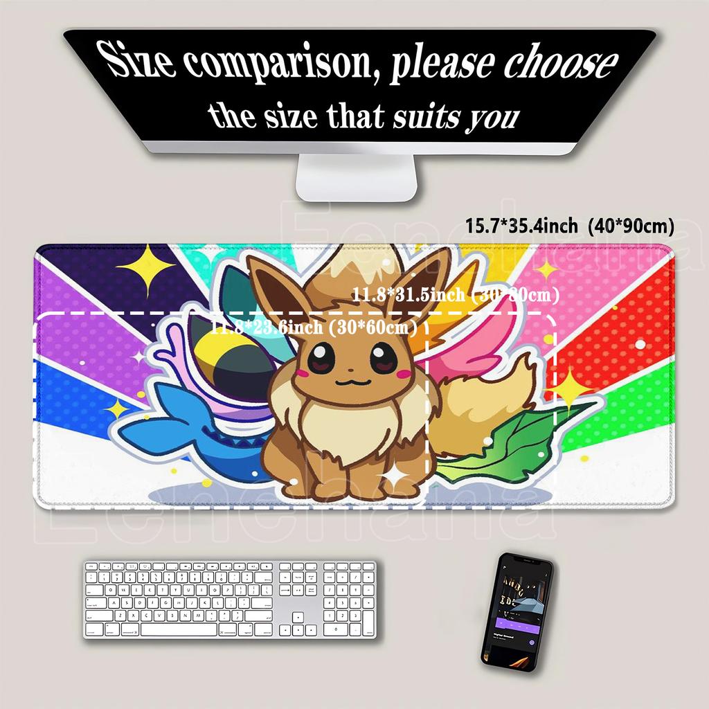 Mouse Pad Eevee pokemon gaming Anime HD printing Kawaii PC Non-slip base Keyboard overlock Office Mousepad overlock XXL Desk Mat
