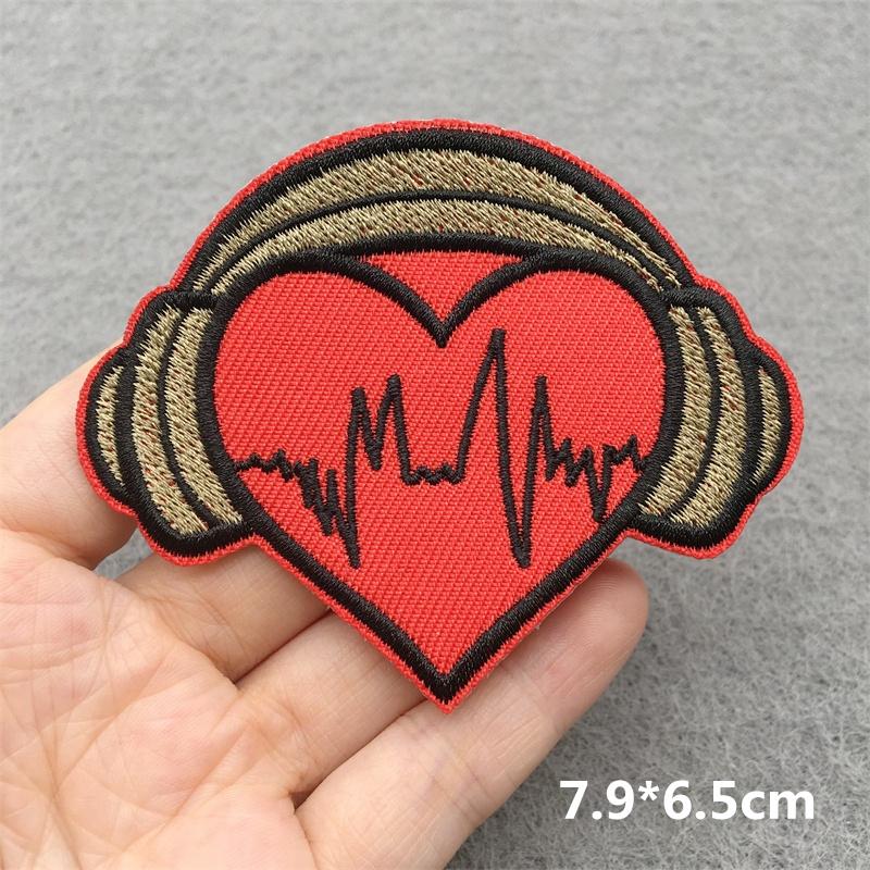 Music Optical Disc Embroidered Rock Patches On Clothes Headset Guitar Stripes Iron On Patches For Clothing Diy Appliques