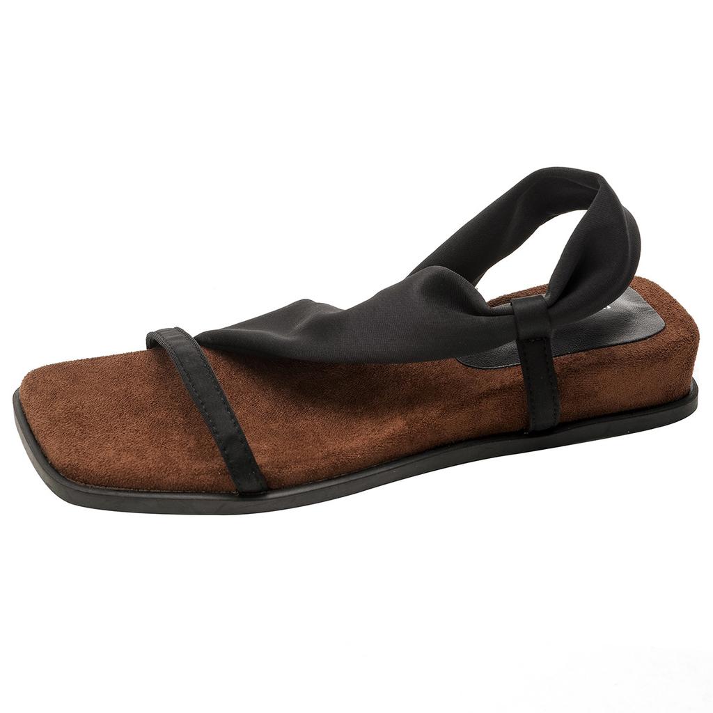 Summer Niche Design Two Wear 3.5CM with Retro Simple Open-toed Ins Fairy Wind Beach Non-slip Soft Bottom Korean Version