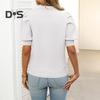 Damen Strickoberteile Rundhalsausschnitt Puff Kurzarm Einfarbig Sommeroberteile Atmungsaktiv Elastisch Freizeit Outdoor T-Shirt